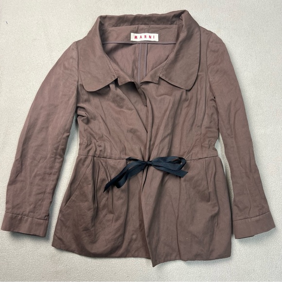 Marni Jackets & Blazers - Marni jacket Womens 40 Size 4 Brown Tie Front Blazer Cotton Metallic Italy